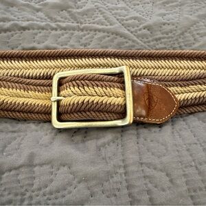 Ariat Brown and Tan Woven Belt Adjustable.  Leather trim. Equestrian Sz M  1.5”